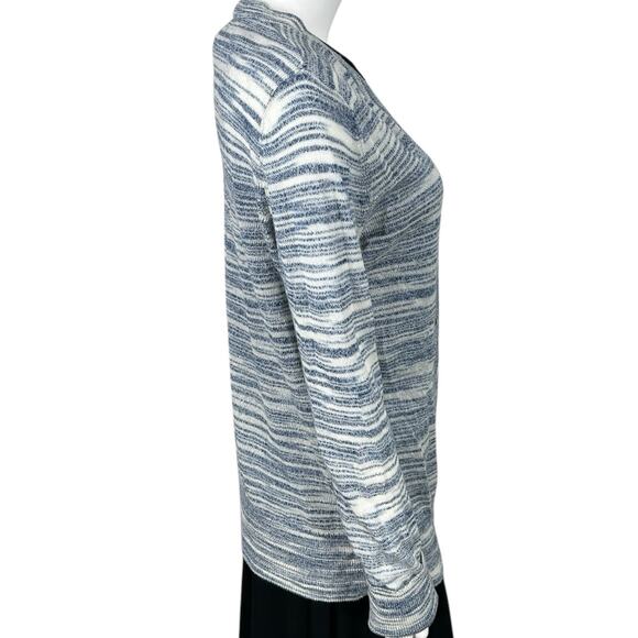Lucky Brand Cardigan Sweater Womens Size Large Lightweight Blue Striped Buttons - Picture 5 of 8
